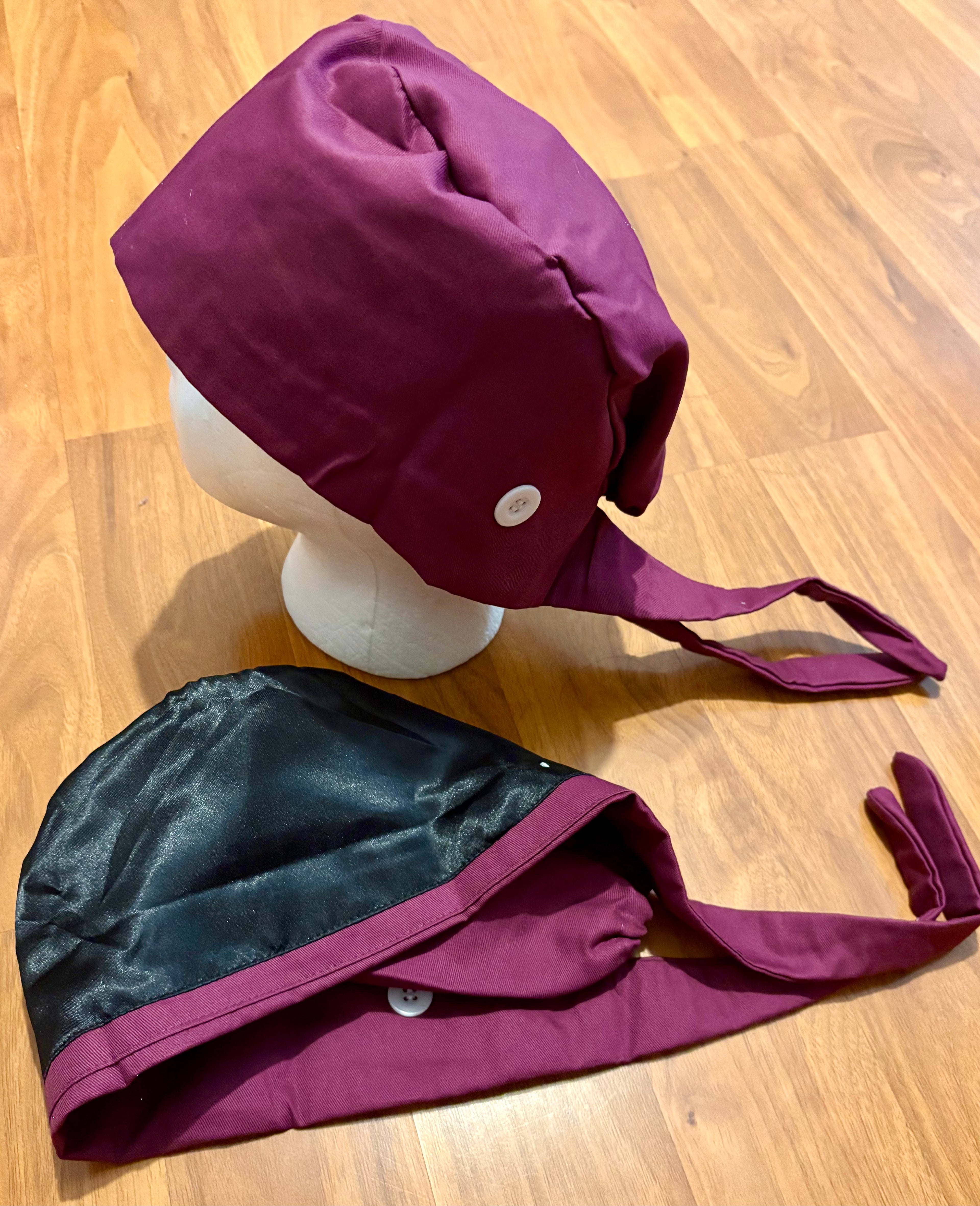 Burgundy Solid satin lined scrub cap 🍷